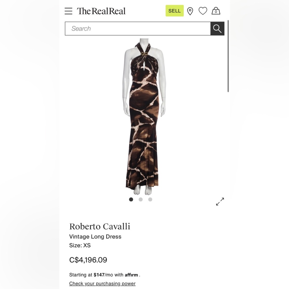 Roberto Cavalli Silk Animal Print Halter Gown with Snake Brooch – Size XS - Picture 17 of 17